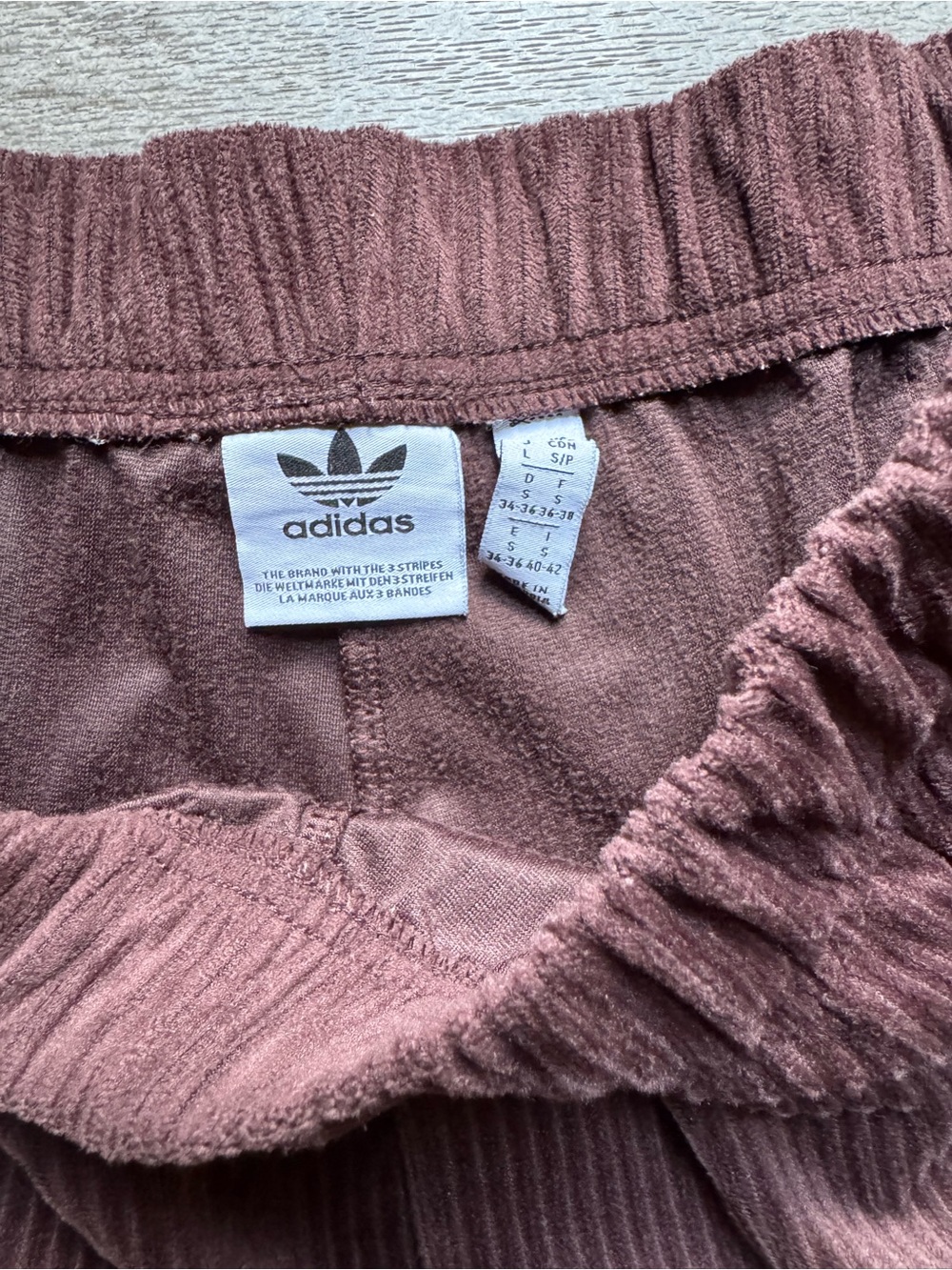 adidas Brown Corduroy Trefoil Pants sz S - Picture 6 of 8
